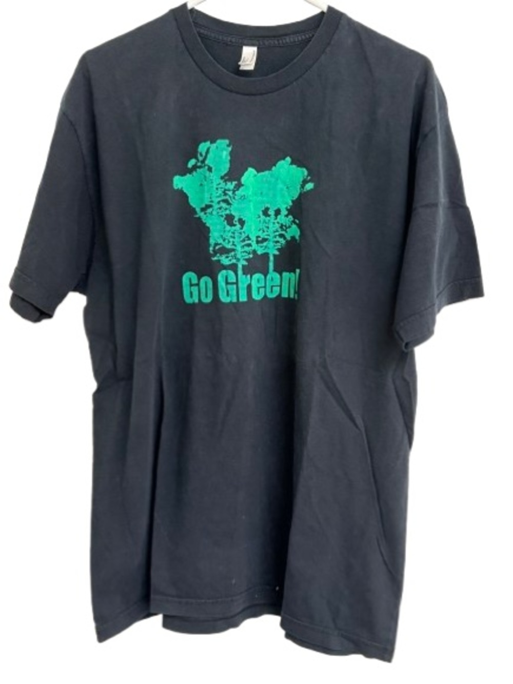 American Apparel Black T-Shirt with Green 'Go Green!' Graphic
